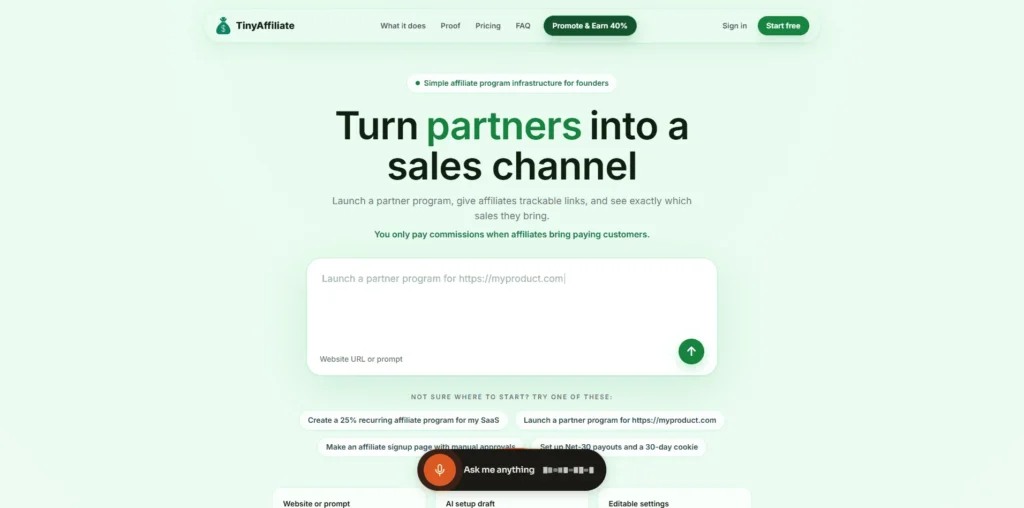 TinyAffiliate lifetime access