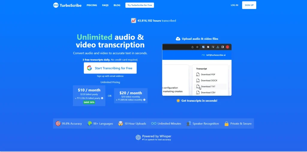 TurboScribe lifetime access